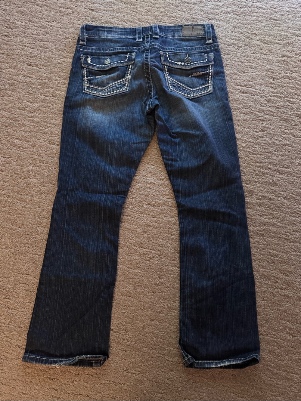 BKE Women's Dark Blue Bootcut Jeans with Embroidered Pockets